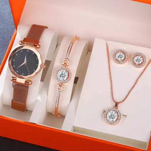 Montre de luxe pour femme disponibles et 4 pièces ensemble de bijoux mode femme monte pour femme,9829