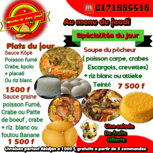 Cuisine africaine sur Commande à livrer
