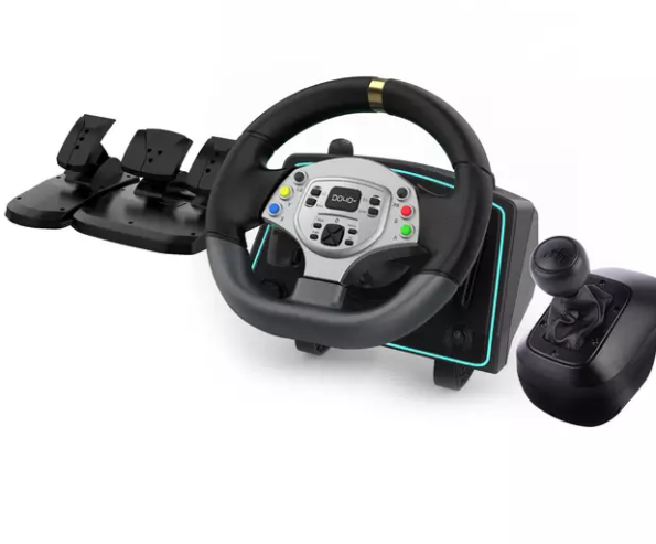 Simulateur de conduite à 900 degrés manuel avec toute les 3 pédales couleur noir compatible avec PC PS3 PS4 PS5 et Xbox produit neuf