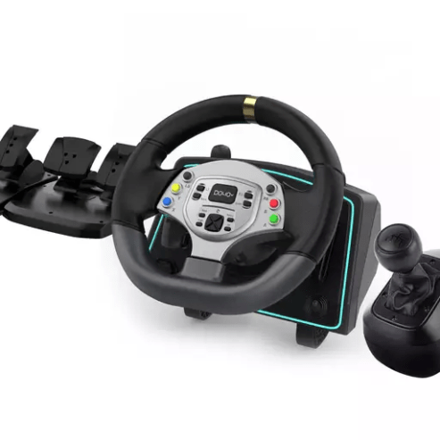 Simulateur de conduite à 900 degrés manuel avec toute les 3 pédales couleur noir compatible avec PC PS3 PS4 PS5 et Xbox produit neuf disponible