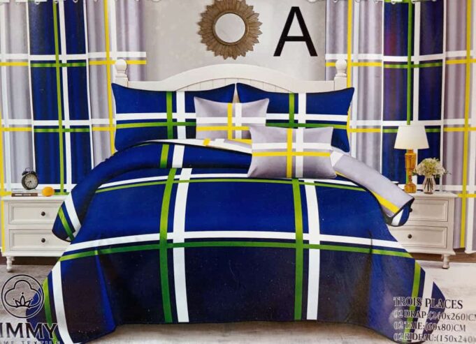 Complet Draps-Taies d’oreillers- rideaux