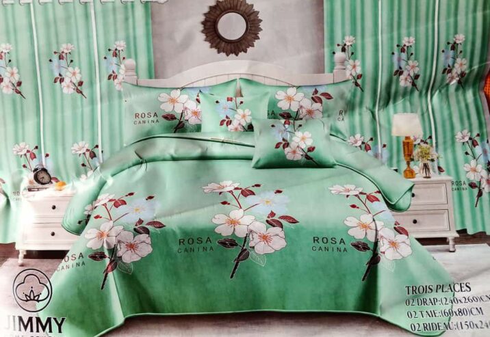 Complet Draps-Taies d’oreillers- rideaux