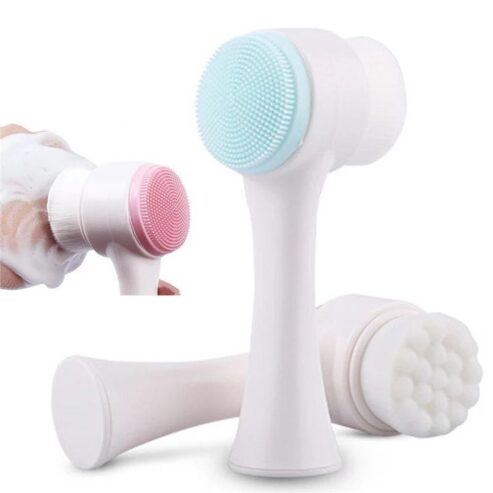 Brosse de visage nettoyante double face , gommant et nettoya