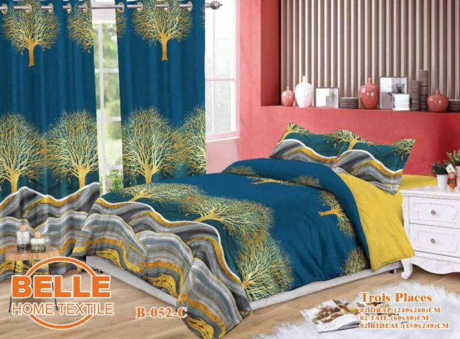 Complet Draps-Taies d’oreillers- rideaux