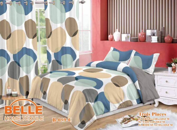 Complet Draps-Taies d’oreillers- rideaux