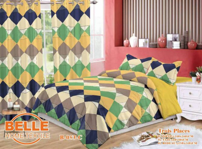Complet Draps-Taies d’oreillers- rideaux
