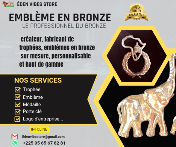 Trophée, emblème et logo d’entreprise en bronze