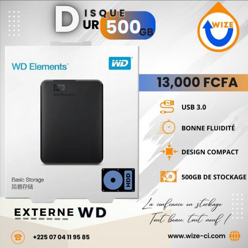 DISQUE DUR EXTERNE WD 500GIGA