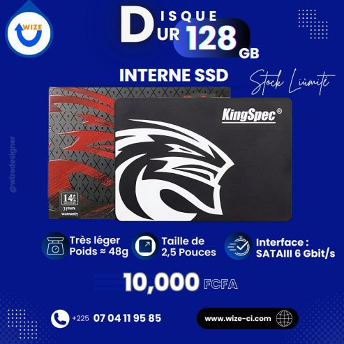 DISQUE DUR INTERNE 128GIGA SSD